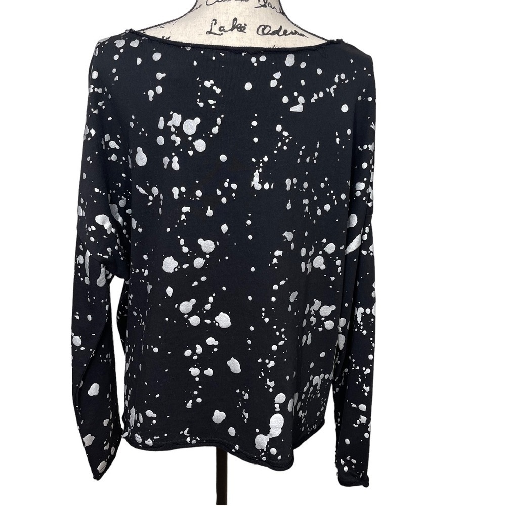 New FATE Boutique Splashed Design Black and Silver Elevated Sweatshirt NWT - Picture 8 of 10
